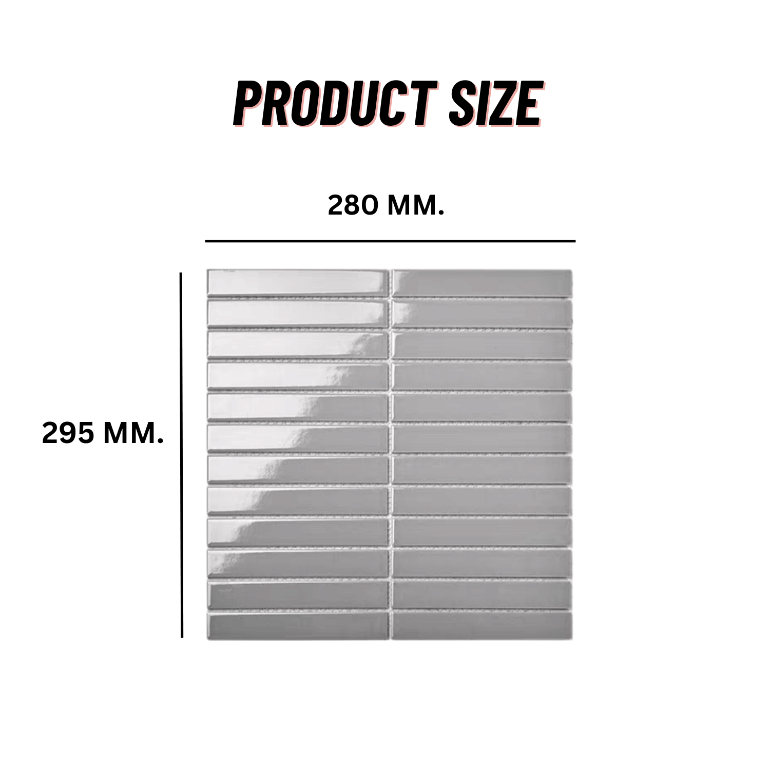 โมเสค TIMELESS TILES RM STRIP MOSAIC TILES 29.5X28 ซม. ผิวเงา สีเทาเข้ม (ราคา/ตร.ม.)_1